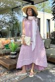 Made in Italy Marina Chalk Stripe Pocketed Sun Dress Indian Pink